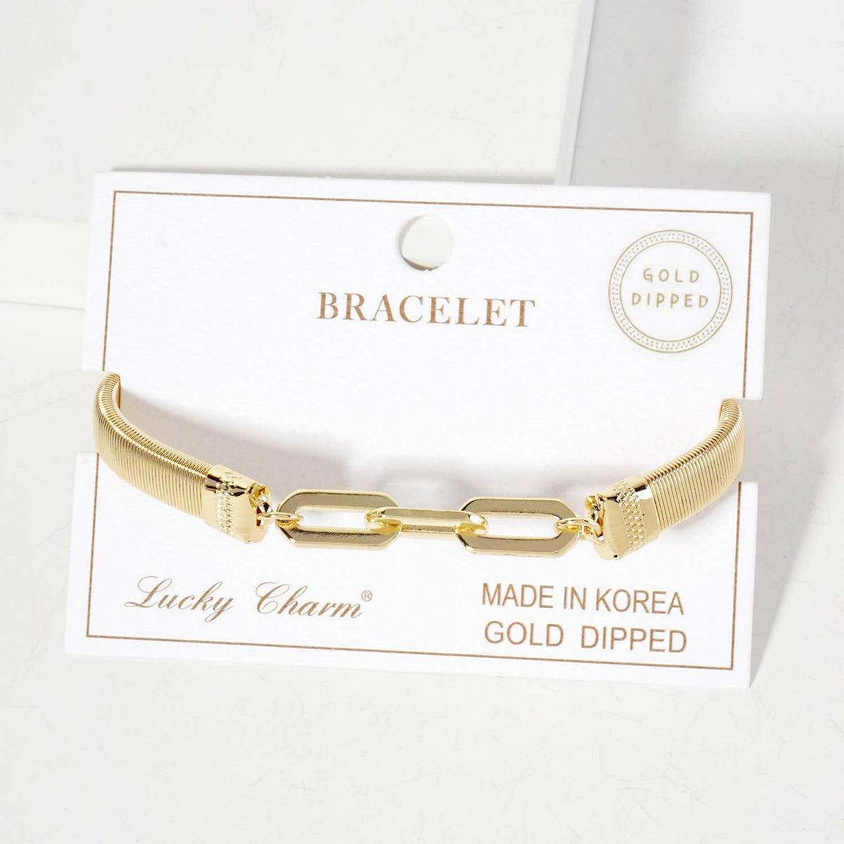 18K-Gold-Dipped Brass Omega Chain Stretch Bracelet