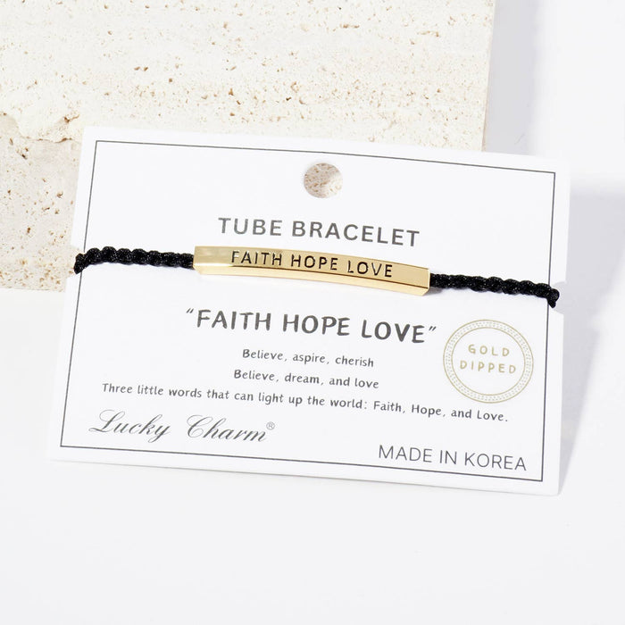 Inspirational Messages "Faith Hope Love" Tube Bar Bracelet