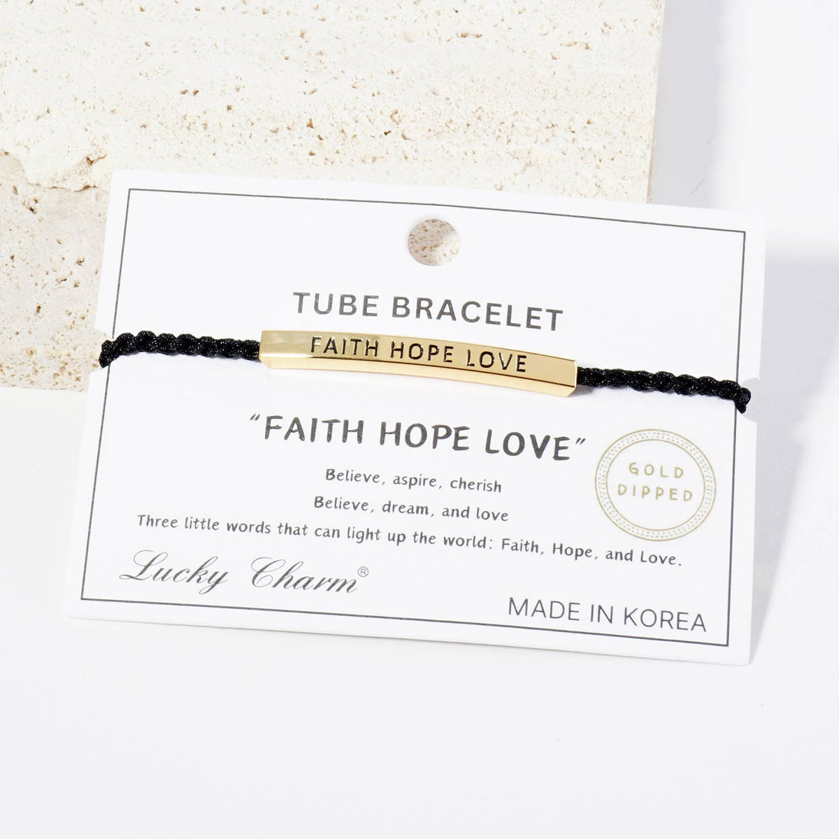 Inspirational Messages "Faith Hope Love" Tube Bar Bracelet