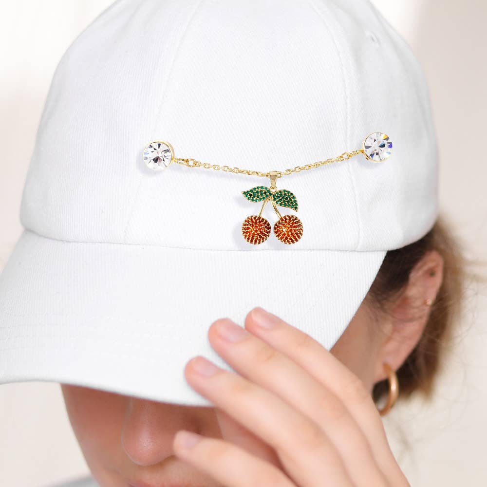 Cubic Zirconia Cherry Cap & Pin Chain