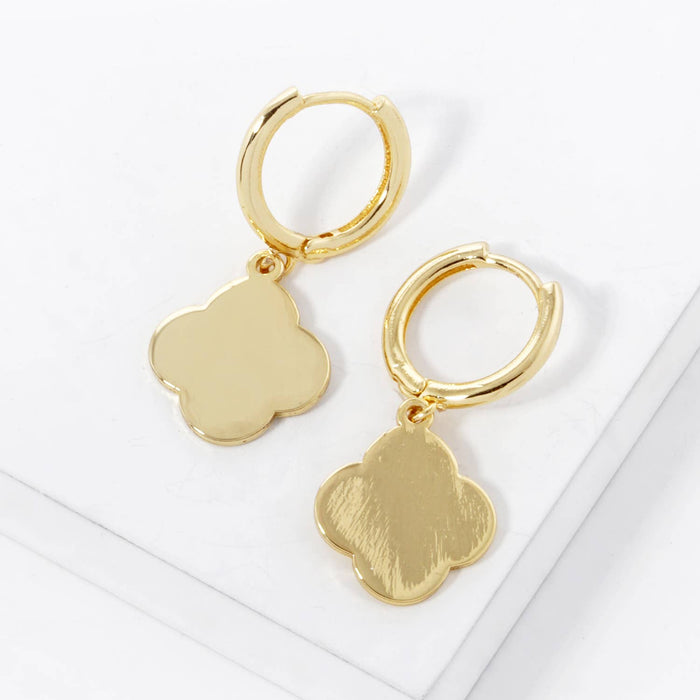 Clover Charm Huggie Hoop Earrings