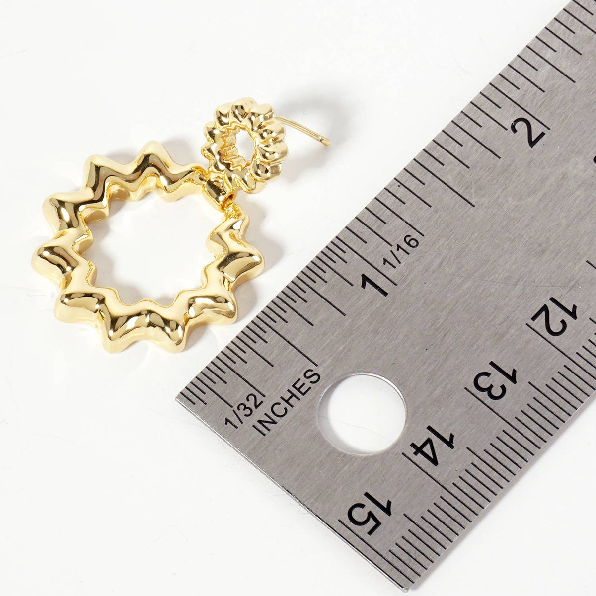 Polished Brass 18K-Gold-Dipped Ripple Wiggle Earrings