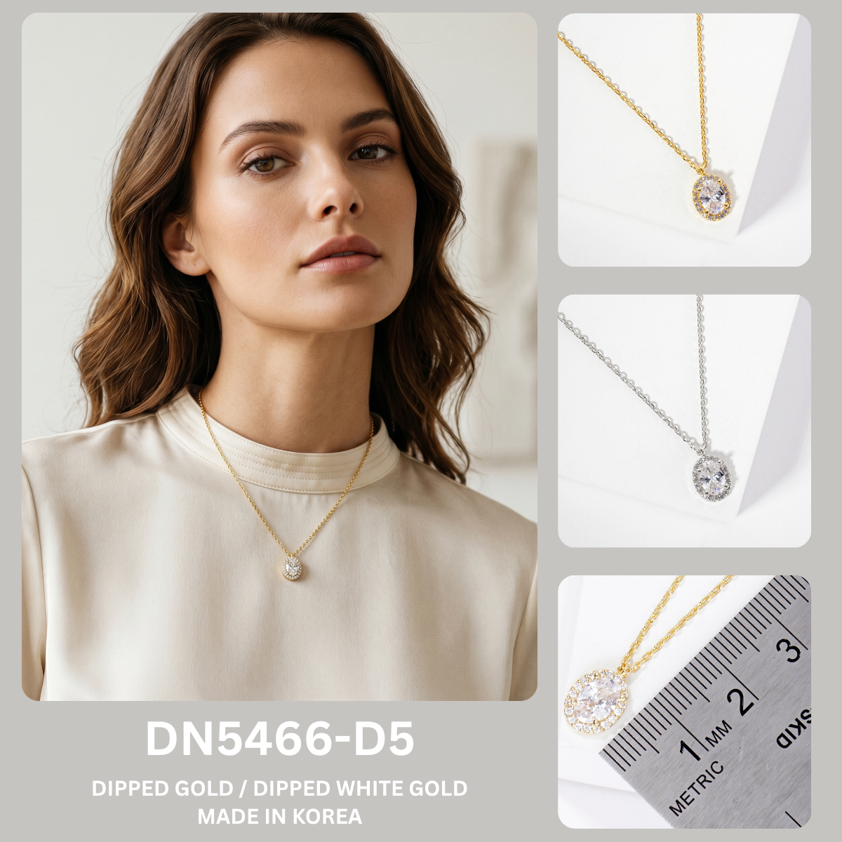 Oval Halo Pendant Necklace
