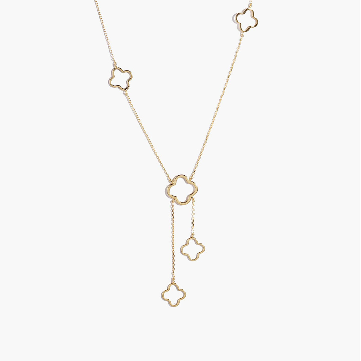 Minimalist Clover Y-Necklace with Dangle Charms