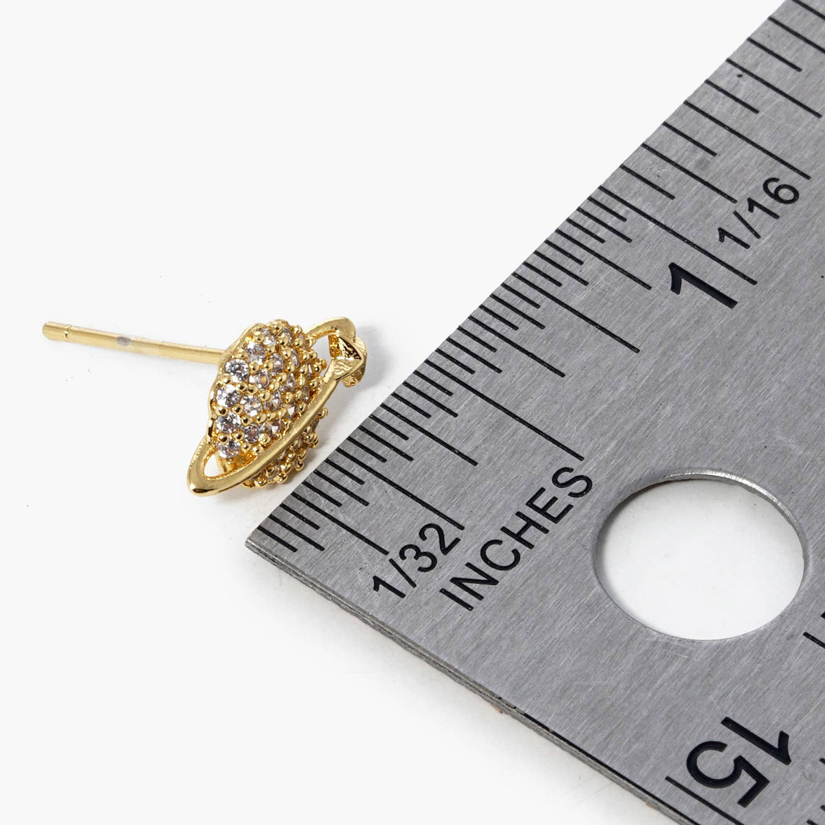 Dazzling Saturn Sphere CZ Stud Earrings