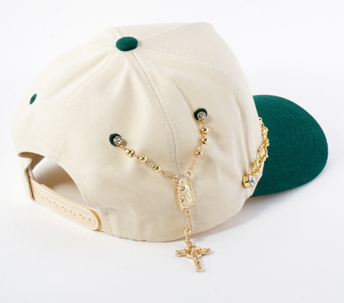 Cap & Pin Rosary Chain Accessory - Virgin Mary & Crucifix
