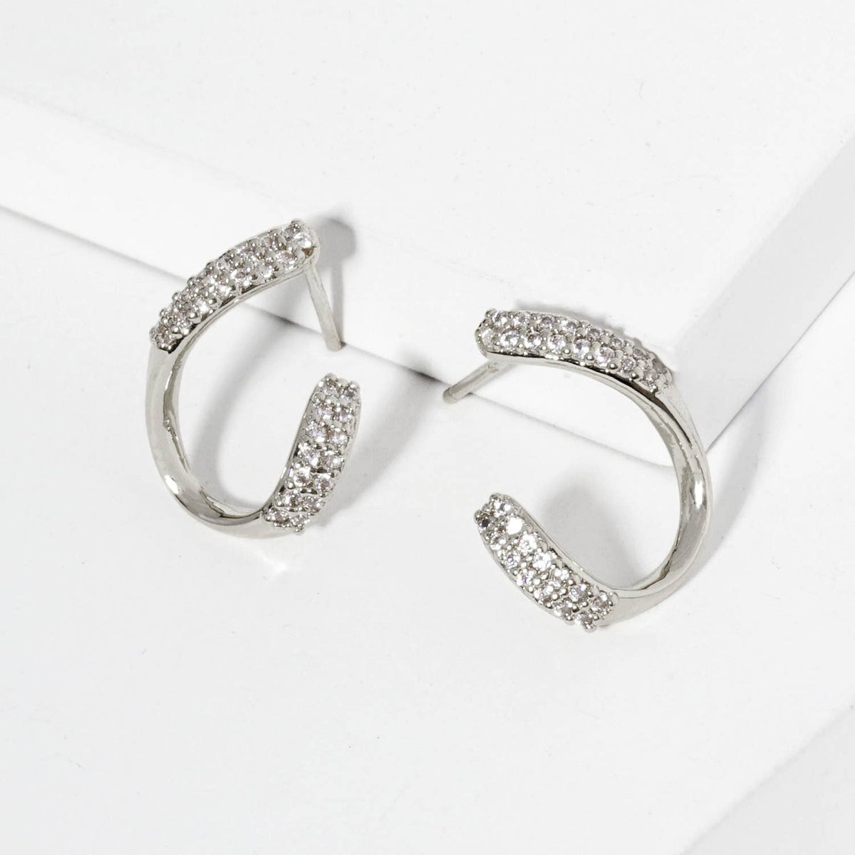 18K Gold Dipped Front Facing 16mm Cubic Zirconia Small Hoop
