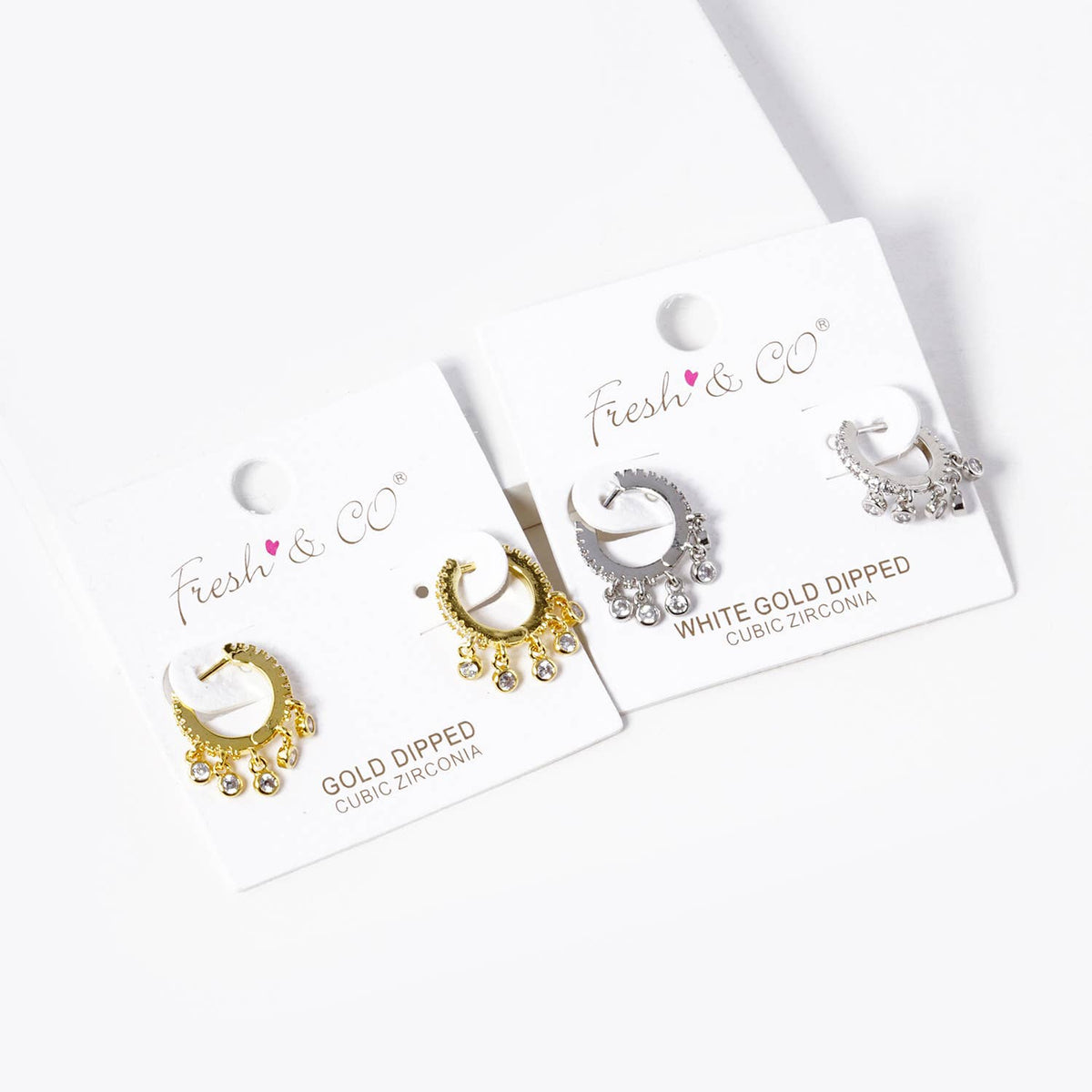 Dainty CZ Dangle Huggie Hoop Earrings