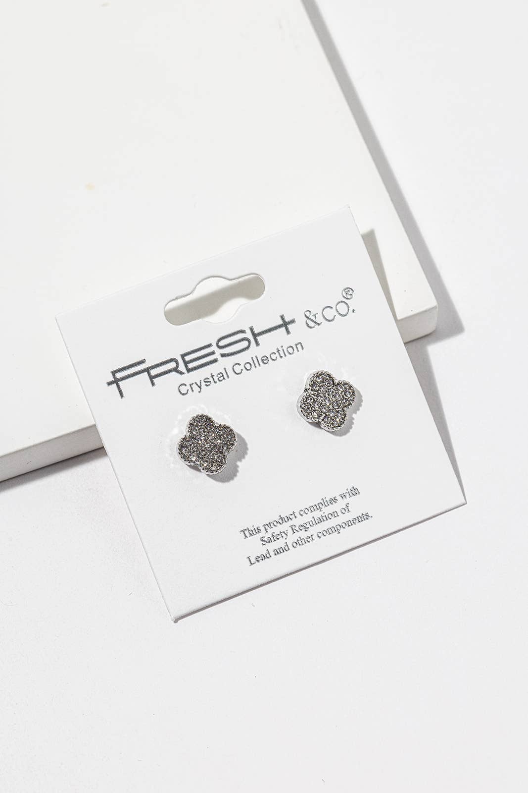 Crystal Clover Stud Earrings – Pavé Quatrefoil Studs, Gold