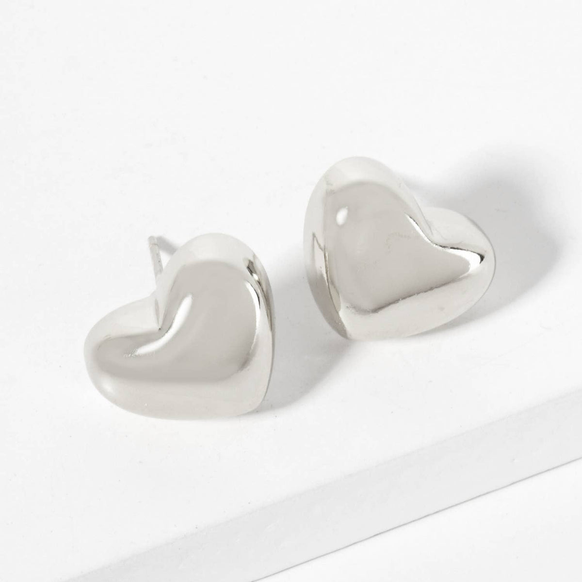 Polished Brass Heart-Shaped Stud Earrings