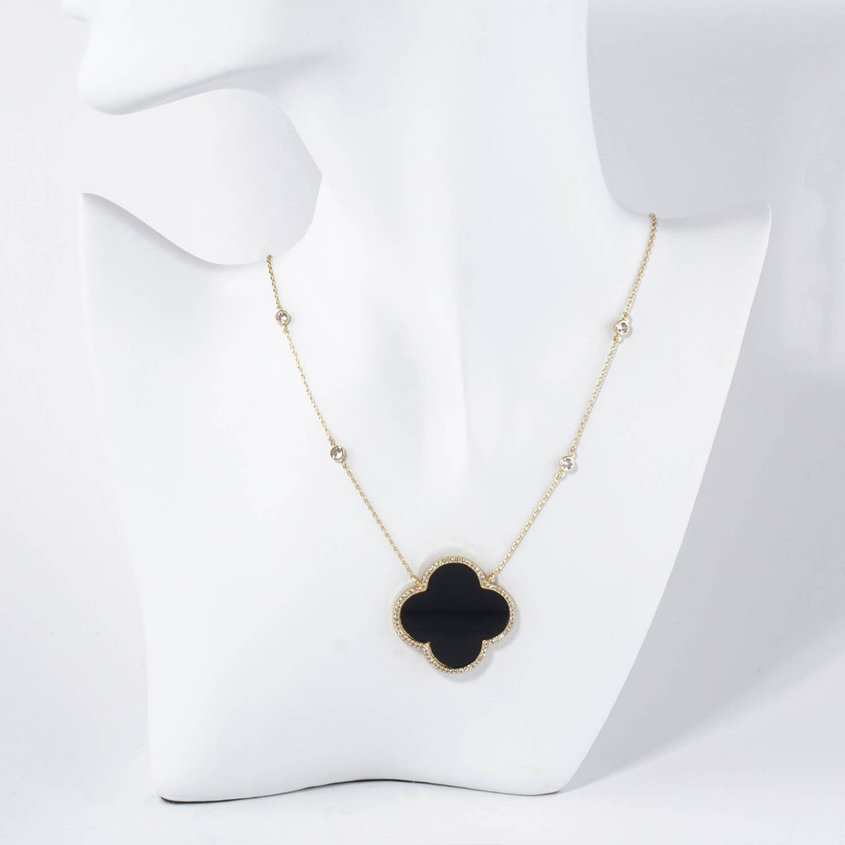 Quatrefoil Pendant Necklace / 18K Gold Dipped Micro Pave