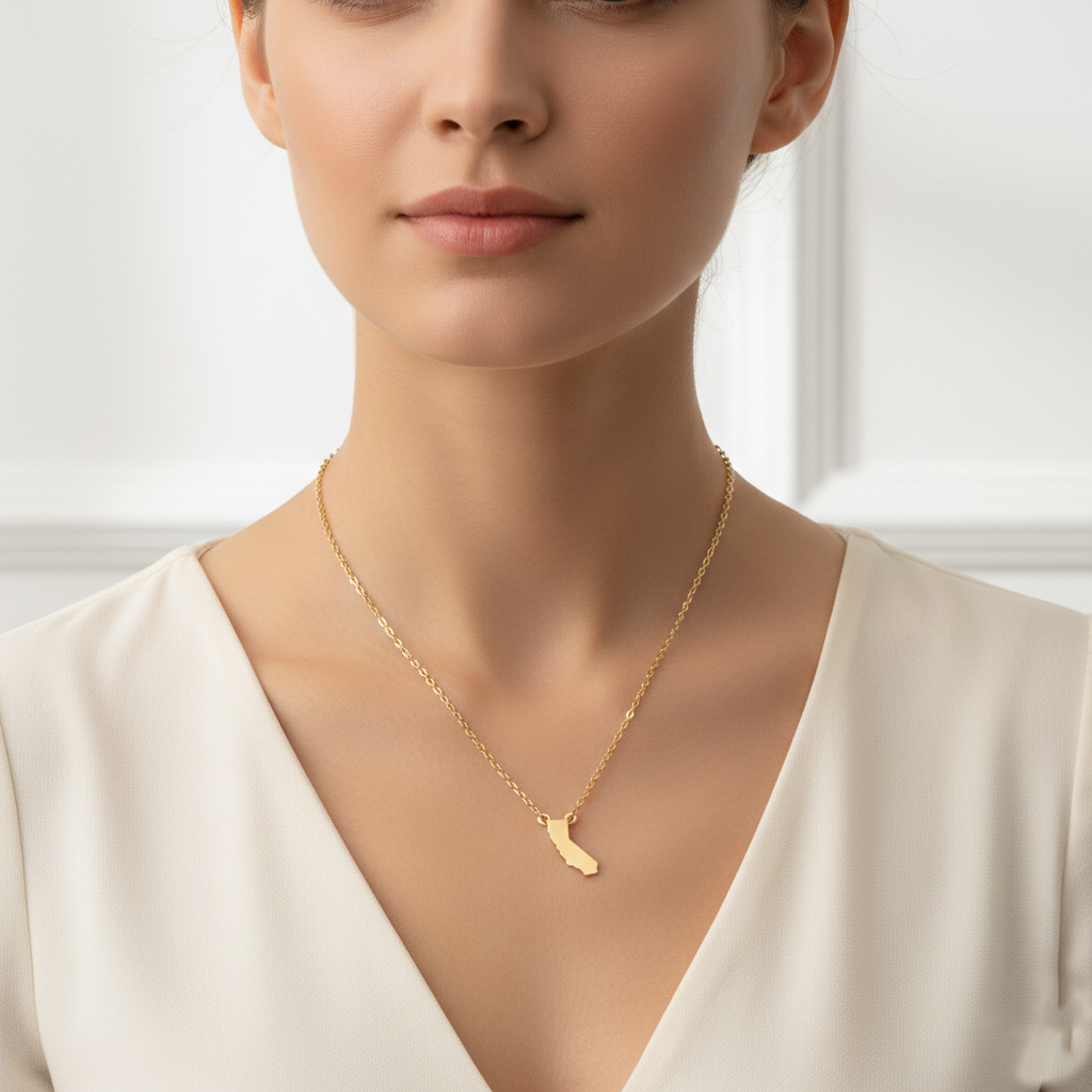 California State Outline Pendant Necklace