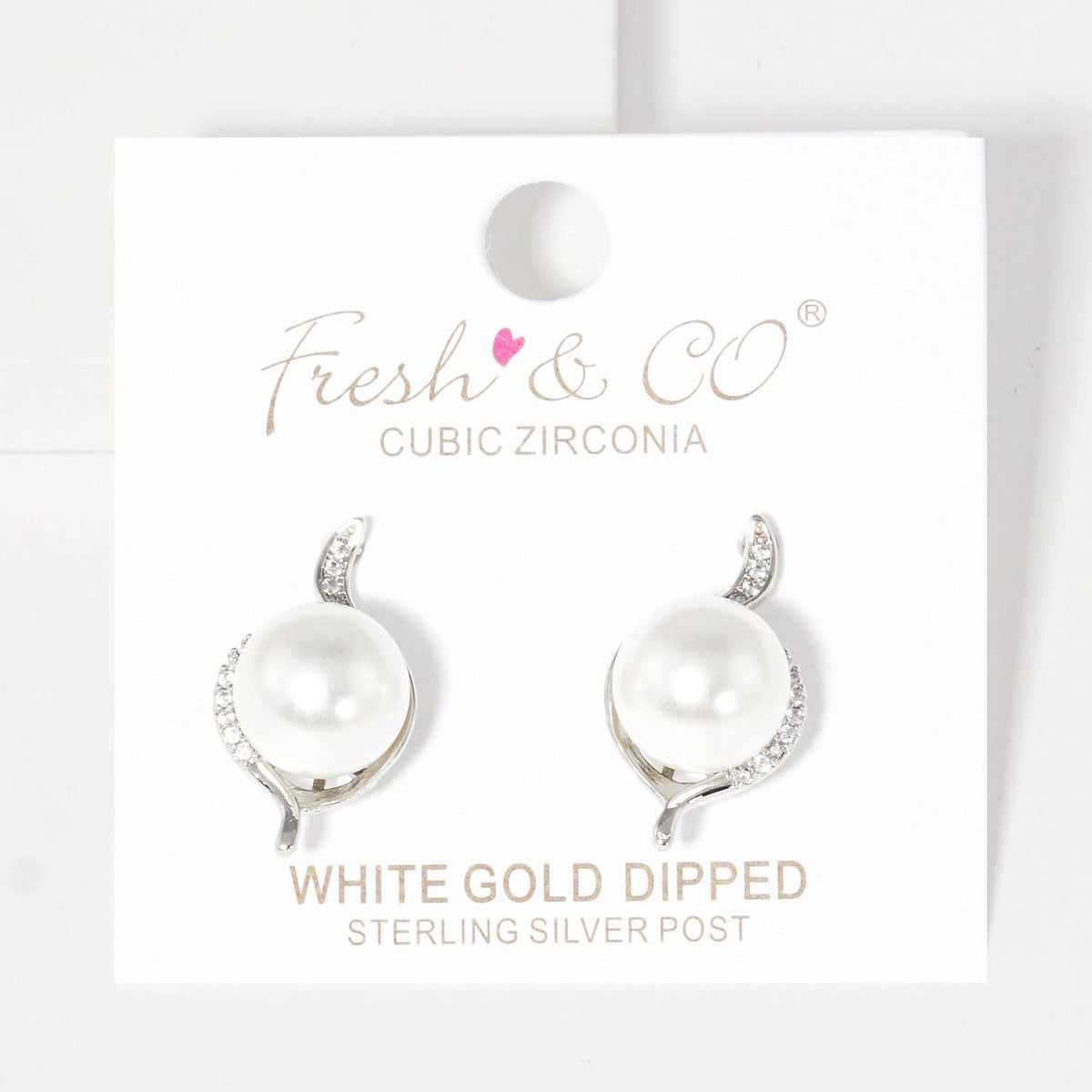 Gold Plated Freshwater Pearl Pave Stud Earrings