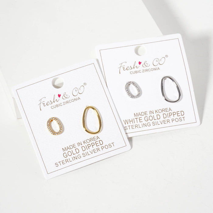 Minimalist Asymmetrical Organic Oval Stud Earrings