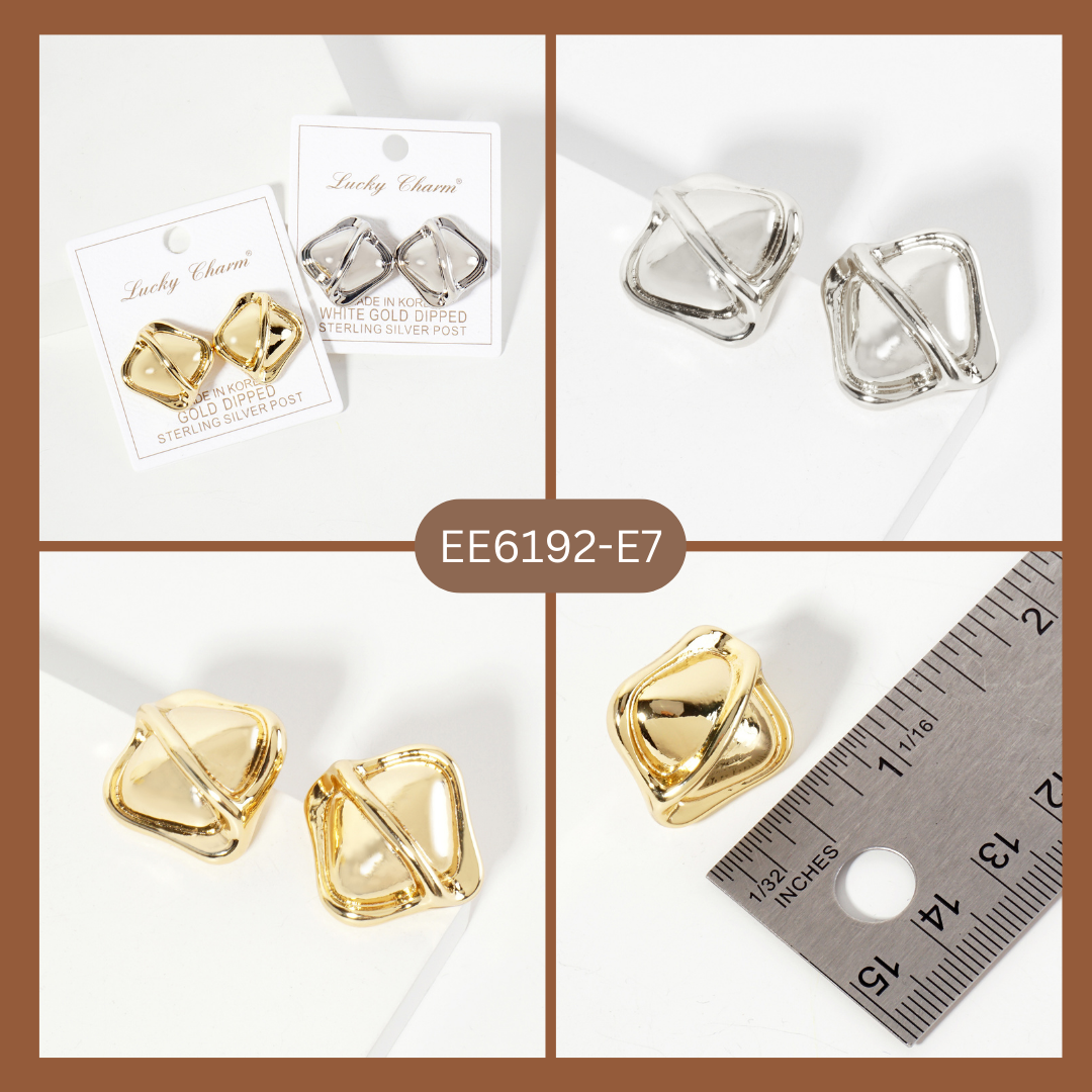 Polished Brass Soft-Curve Textured Post Earrings