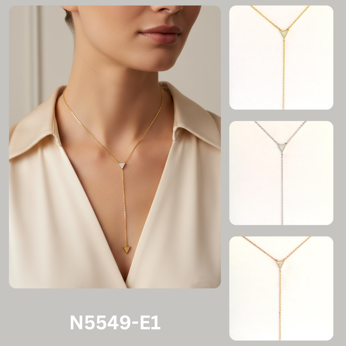 Minimalist Pave Triangle Y-Necklace