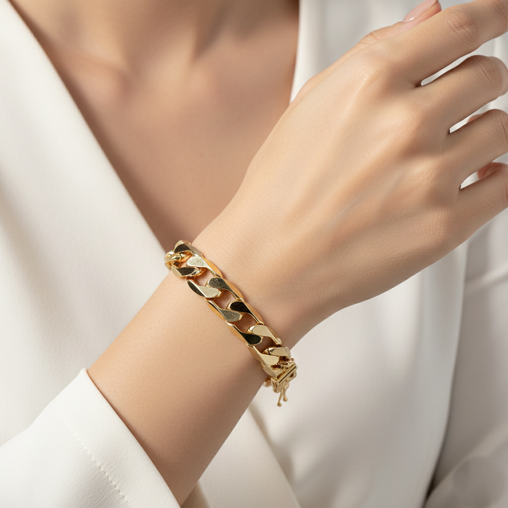 18K Gold Dipped 15mm Cuban Chain Bracelet