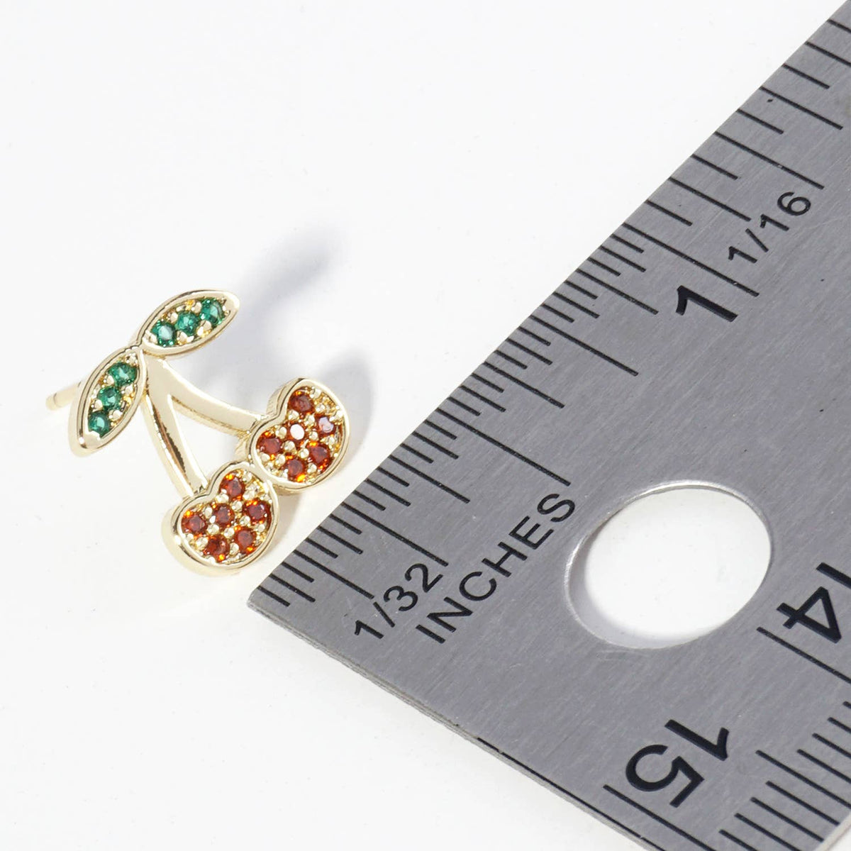 Cubic Zirconia Cherry Stud Earrings