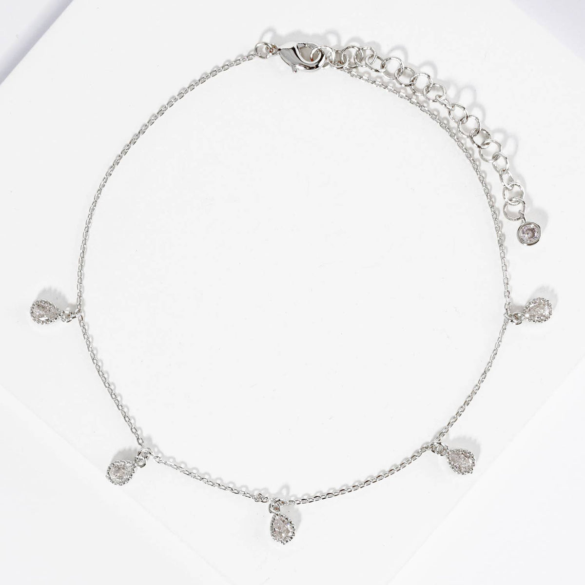 Teardrop Cubic Zirconia Dangle Anklet
