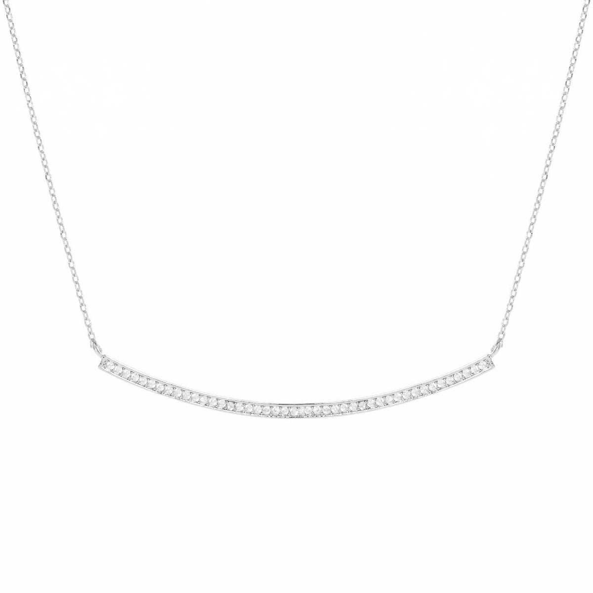 Gold Pave Curve Bar Necklace
