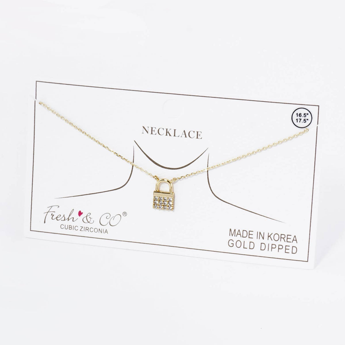 Pave Set Cubic Zirconia Padlock Pendant Necklace / 18K Gold