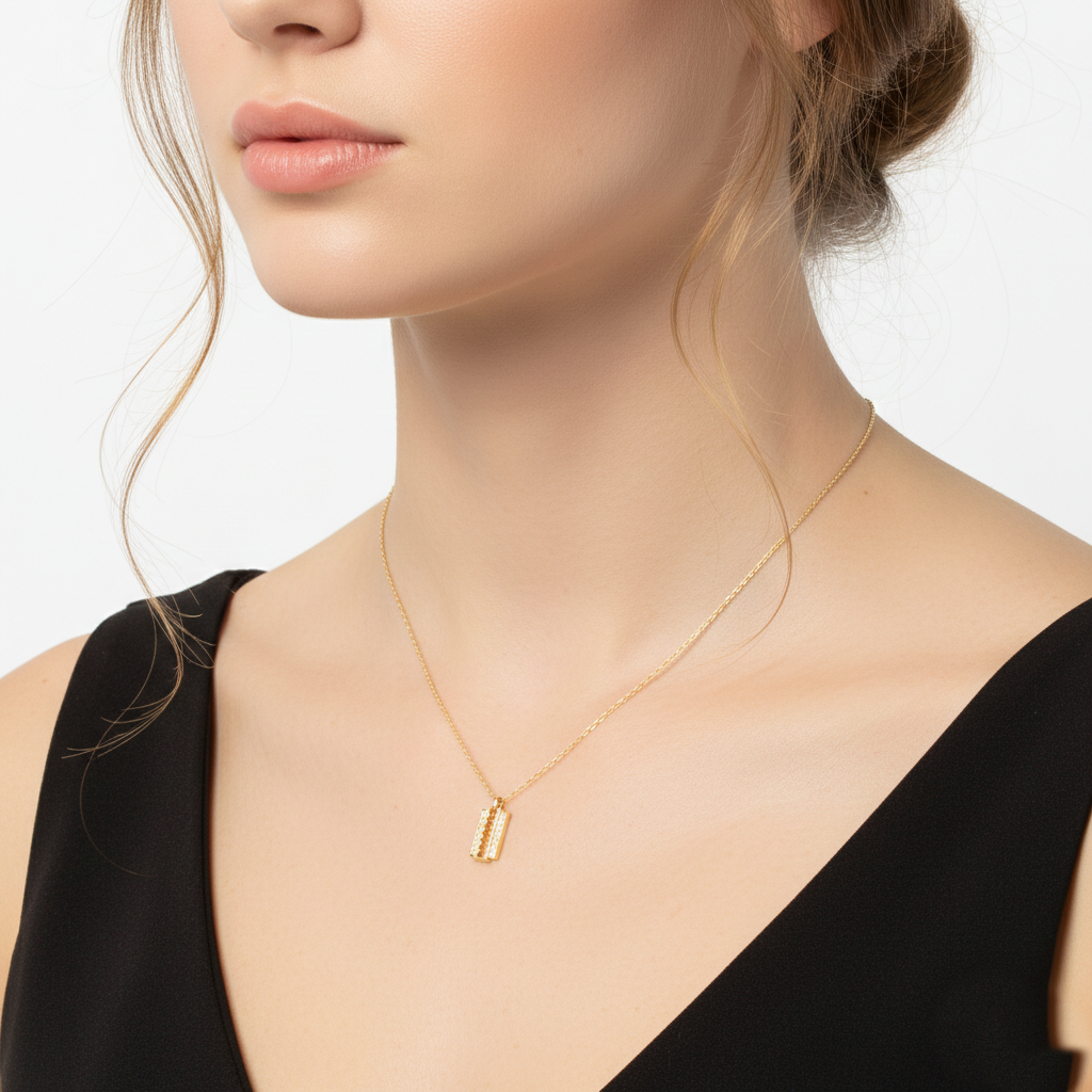 Dainty Crystal Razor Blade Pendant Necklace
