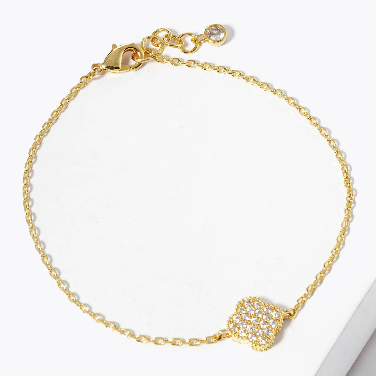 Minimalist Pavé Clover Charm Bracelet