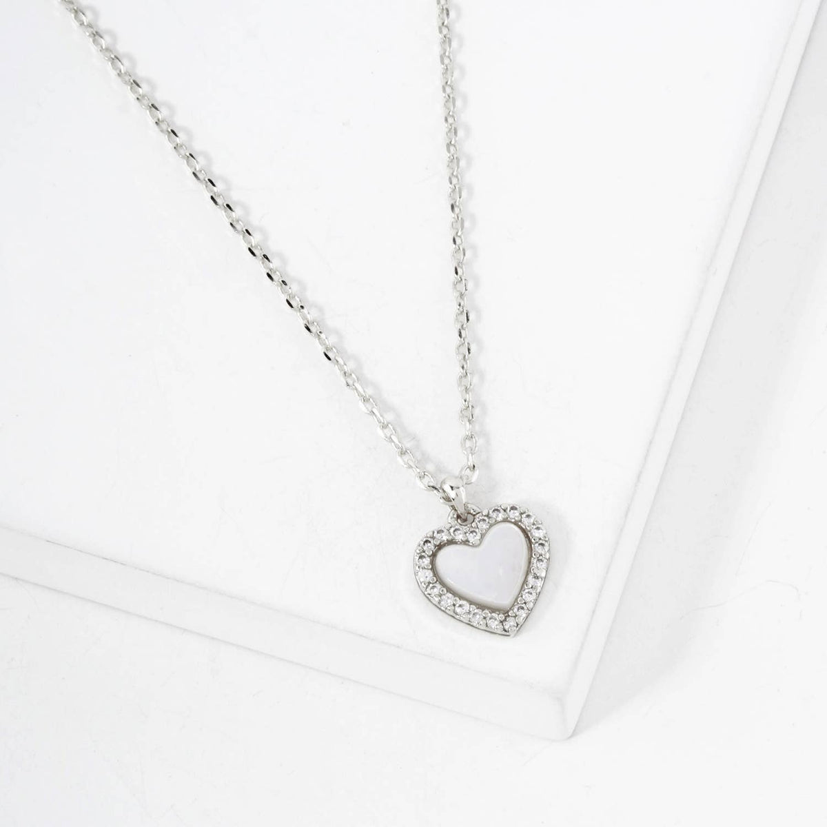 Pave-Set Cubic-Zirconia 9mm Heart Pendant Necklace