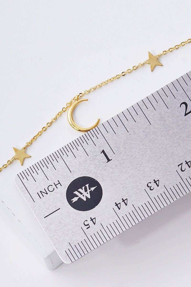 Gold Moon and Stars Hanging Necklace
