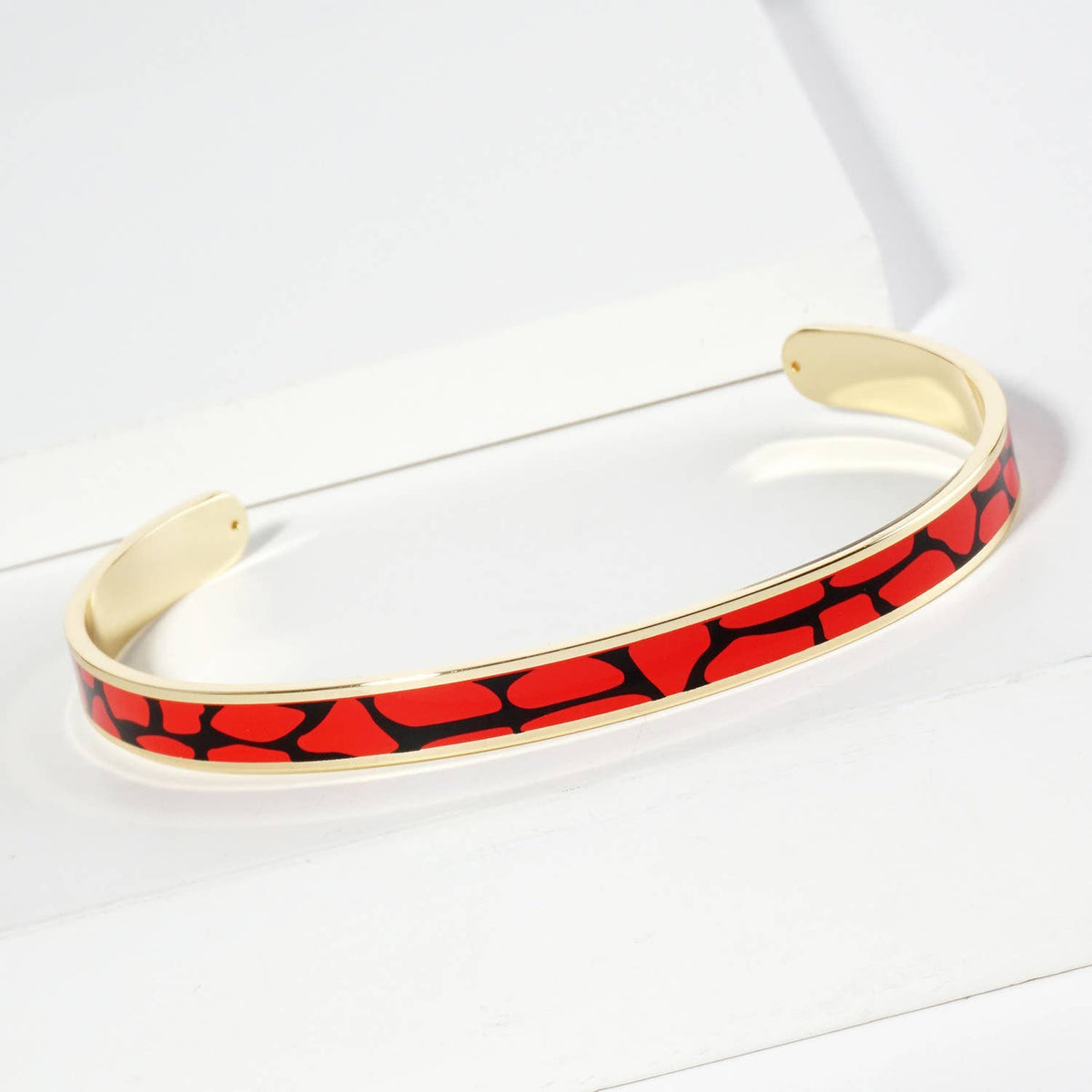 18K GOLD TWO-TONE ANIMAL PRINT GAME DAY ENAMEL CUFF BRACELET