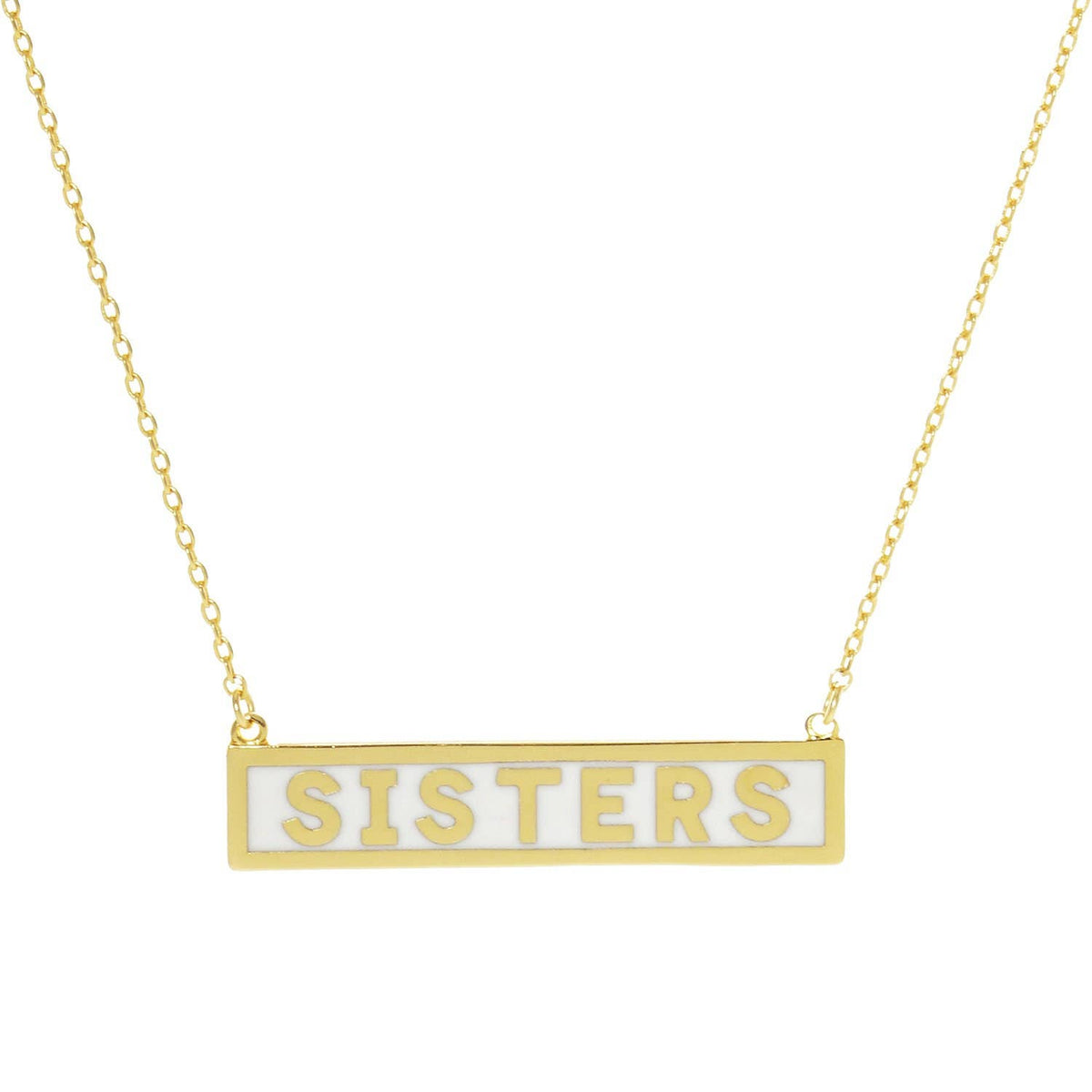 Gold Plated Mini Bar SISTERS Necklace