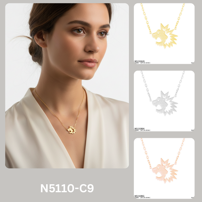 Minimalist Lion Head Pendant Necklace