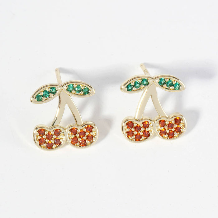 Cubic Zirconia Cherry Stud Earrings