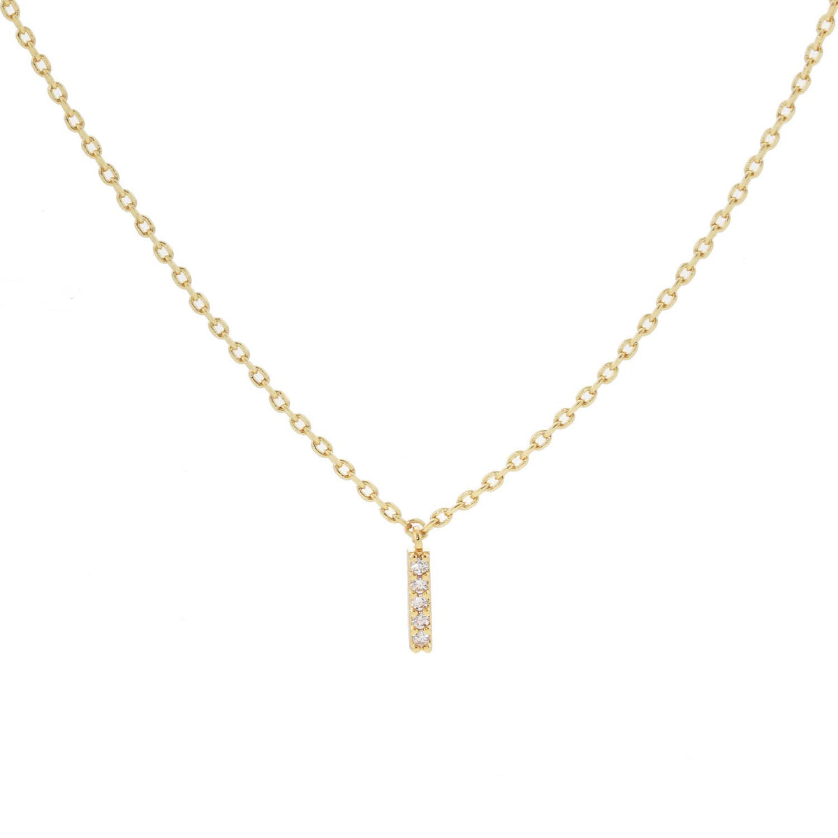 18K Gold Dipped Micro CZ Pave Initial Pendant Necklace