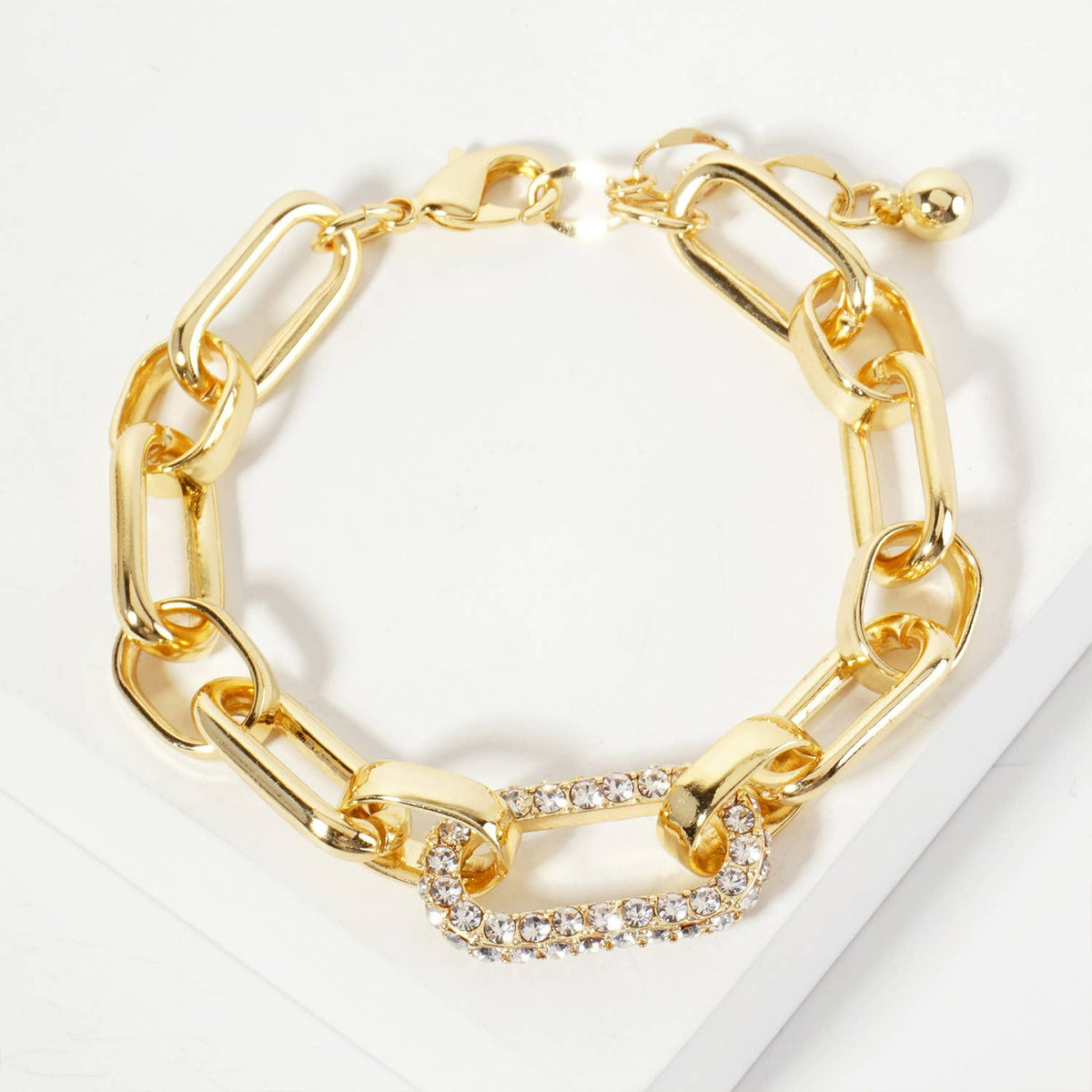 25mm CZ Stone Encrusted Link Accents Chain Bracelet