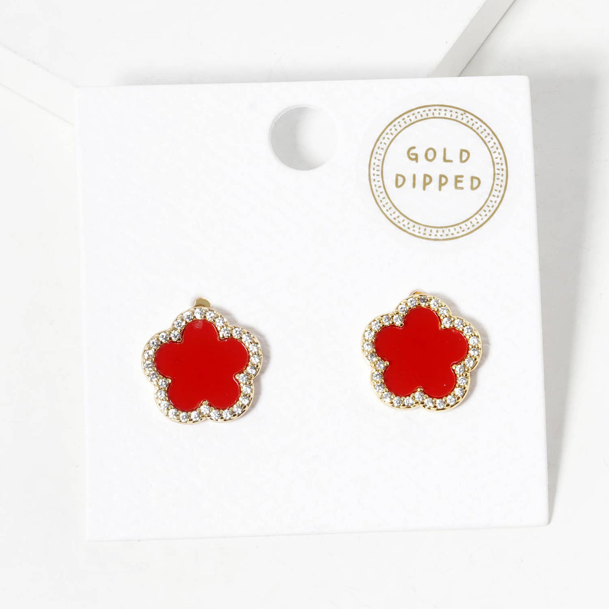 Dainty Clover Pave Cubic Zirconia Stud Earrings