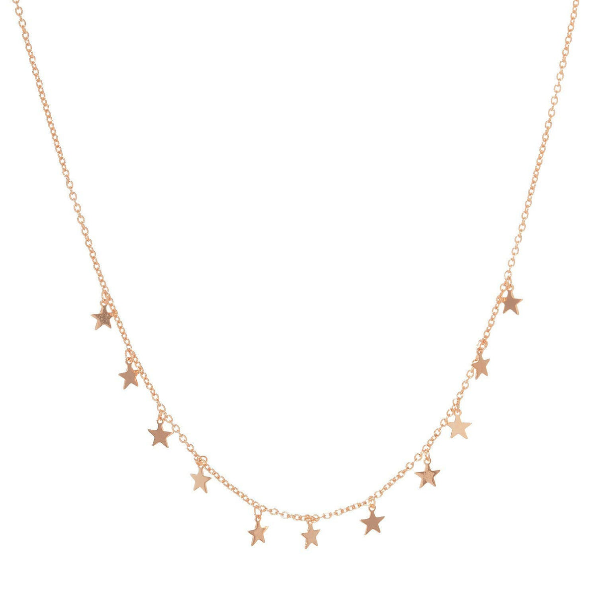 Gold Plated Chain w/ Dangling Stars Necklace