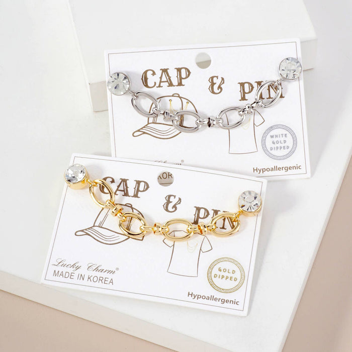 Crystal Link Chain Cap & Pin