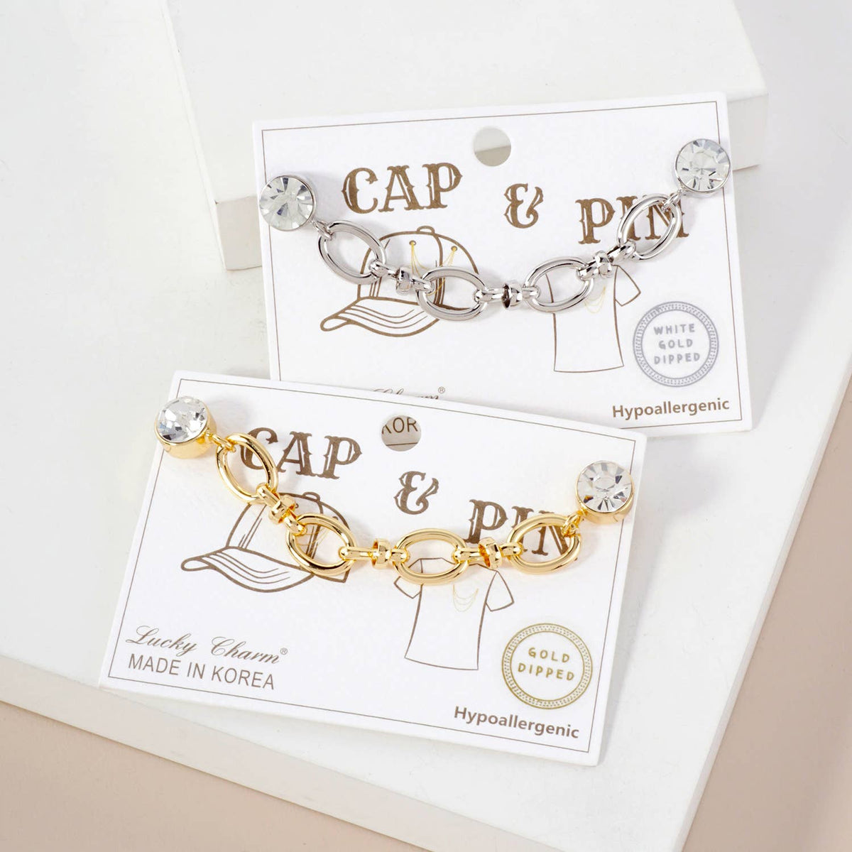 Crystal Link Chain Cap & Pin