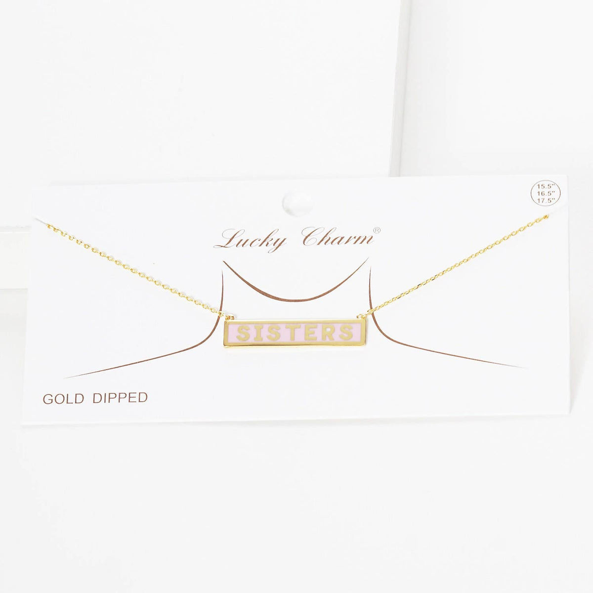 Gold Plated Mini Bar SISTERS Necklace