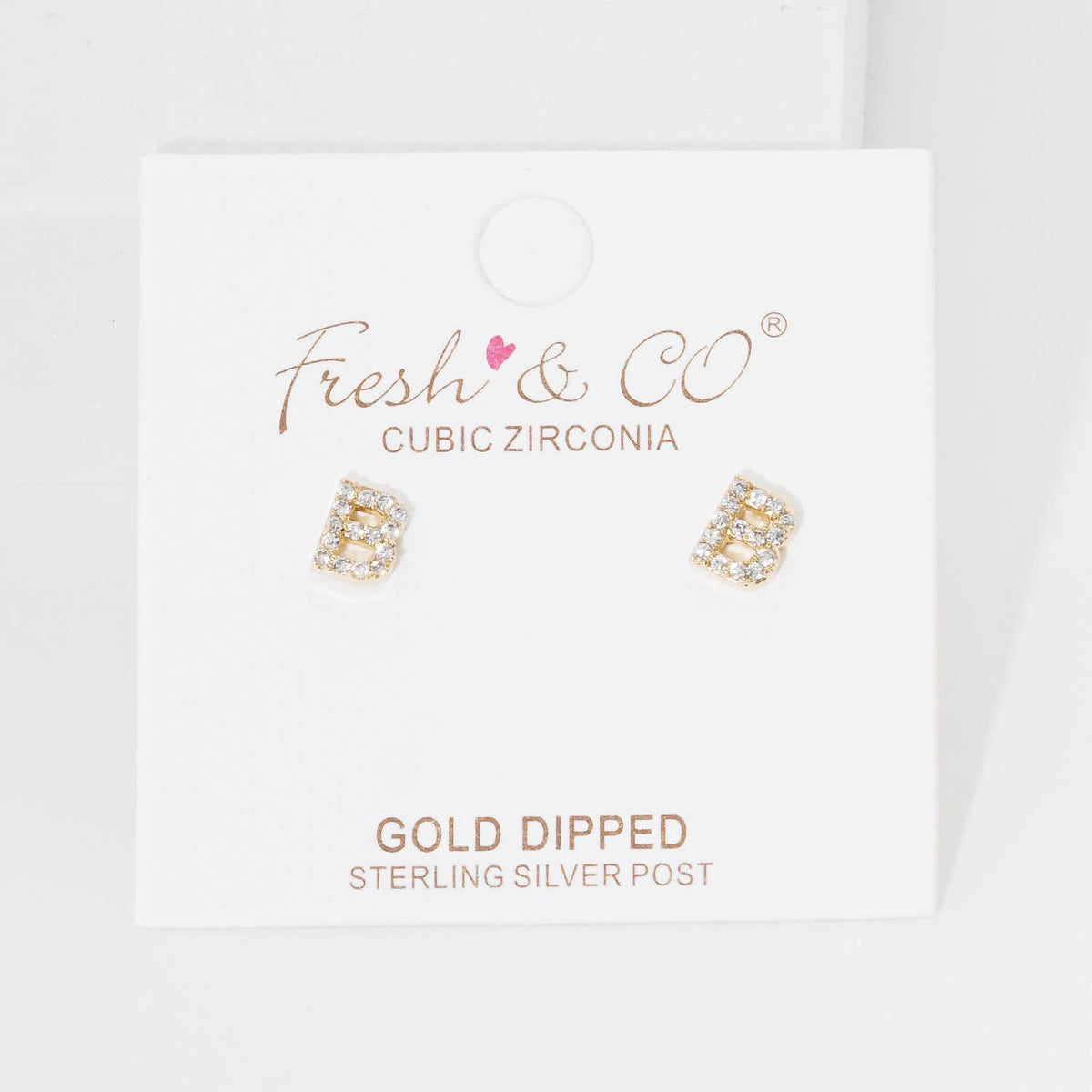 Cubic Zirconia Initial Stud Earrings.