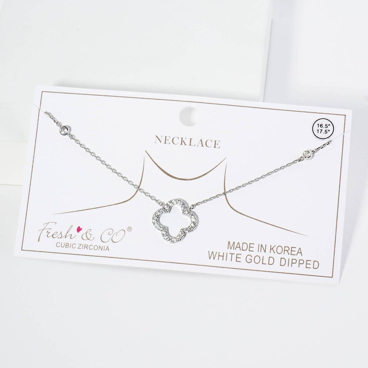 18K Pave Set Cubic Zirconia Quatrefoil Cutout Pendant