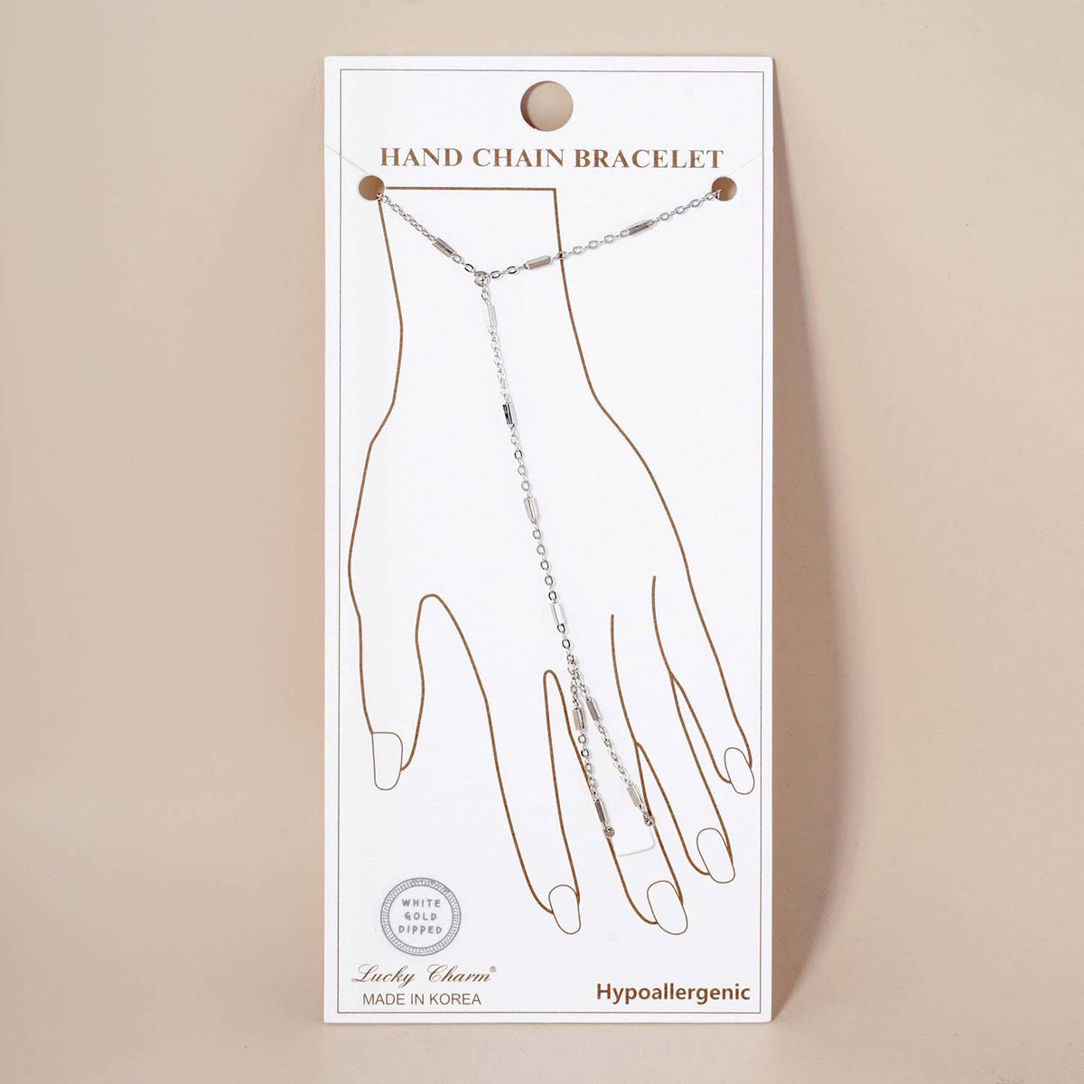 18K-Gold-Dipped Satellite Rectangle Hand-Chain Bracelet