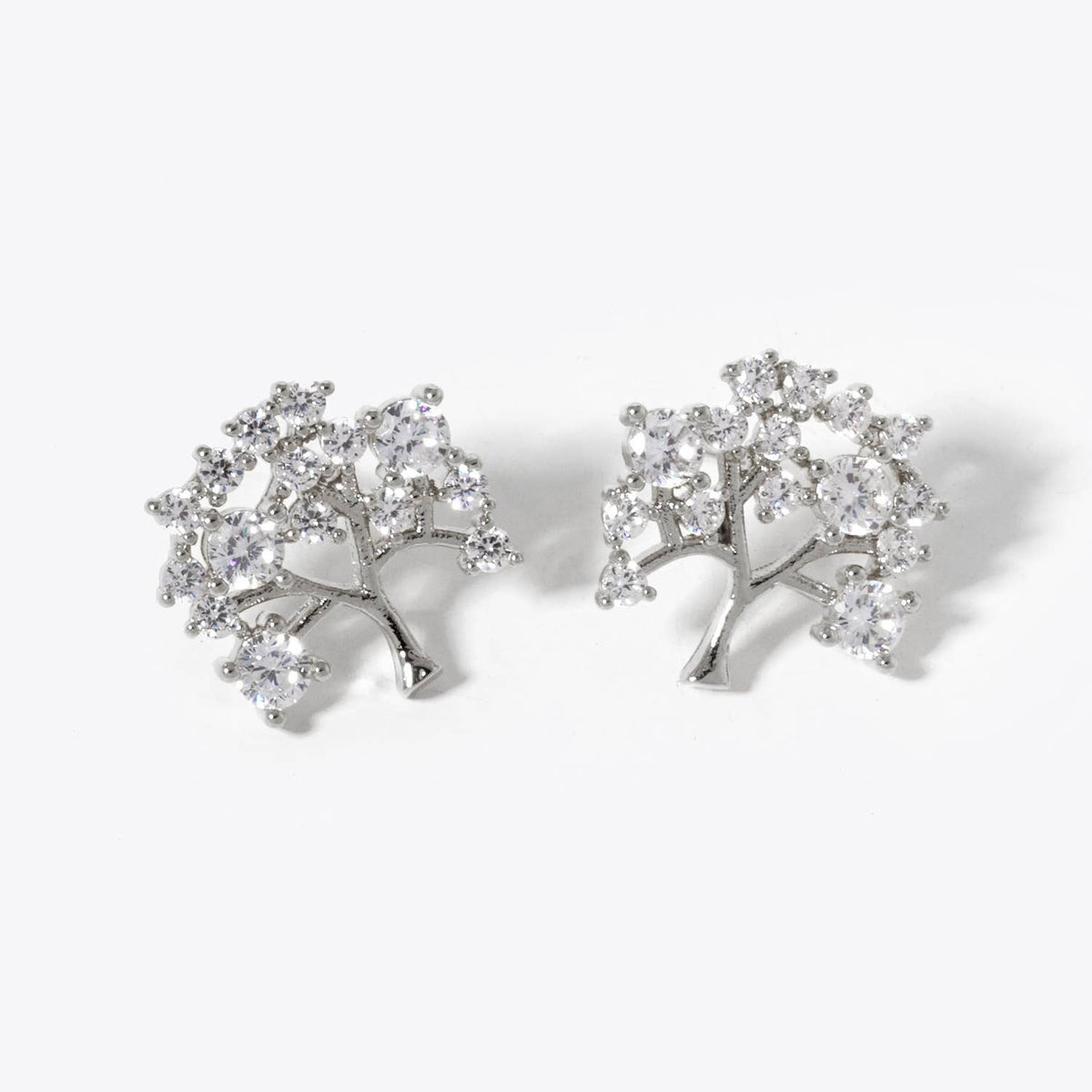 Gold Dipped Cubic Tree of Life Stud Earrings