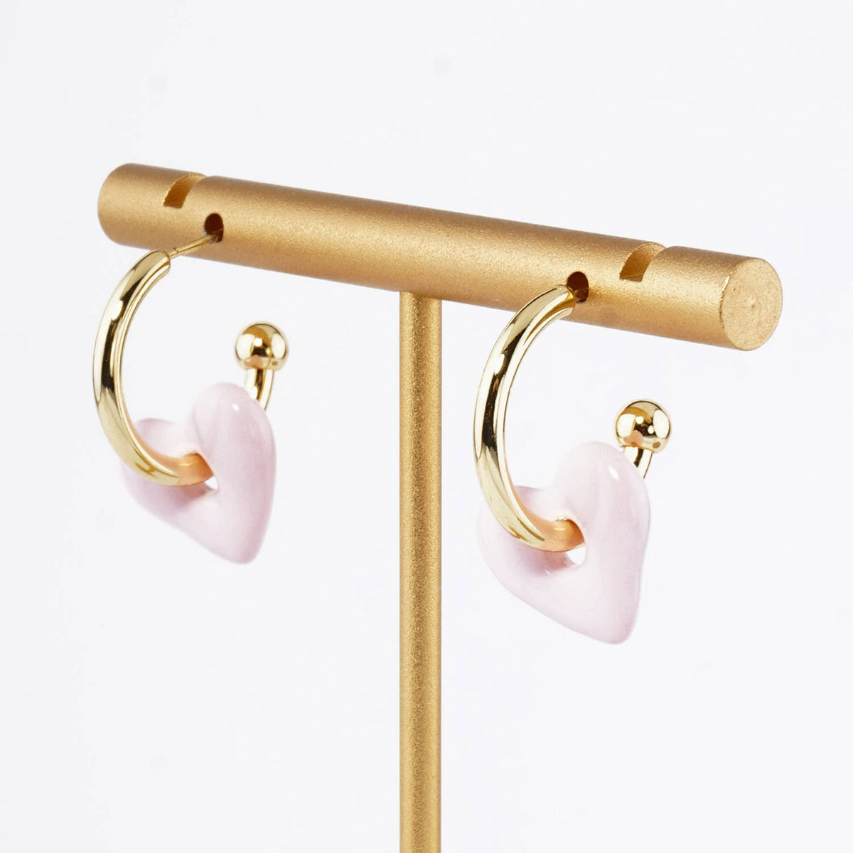 18K GOLD DIPPED COLOR COATED HEART DROP 15MM HOOP EARRINGS
