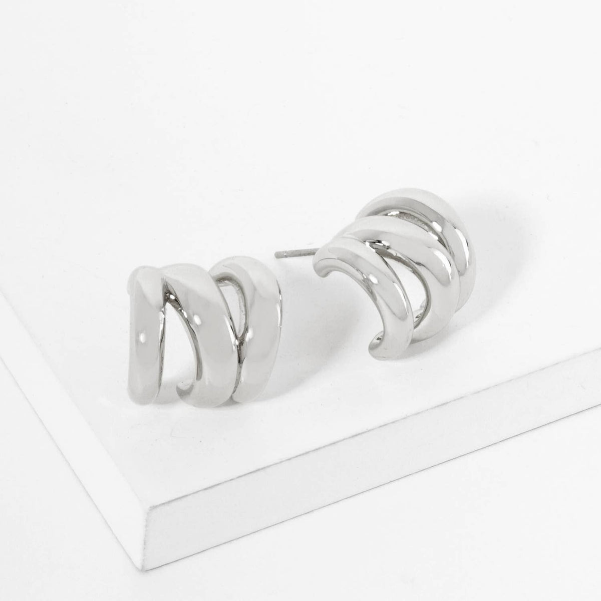 18K Gold Dipped Dainty Spiral 13mm Mini Hoop Earrings