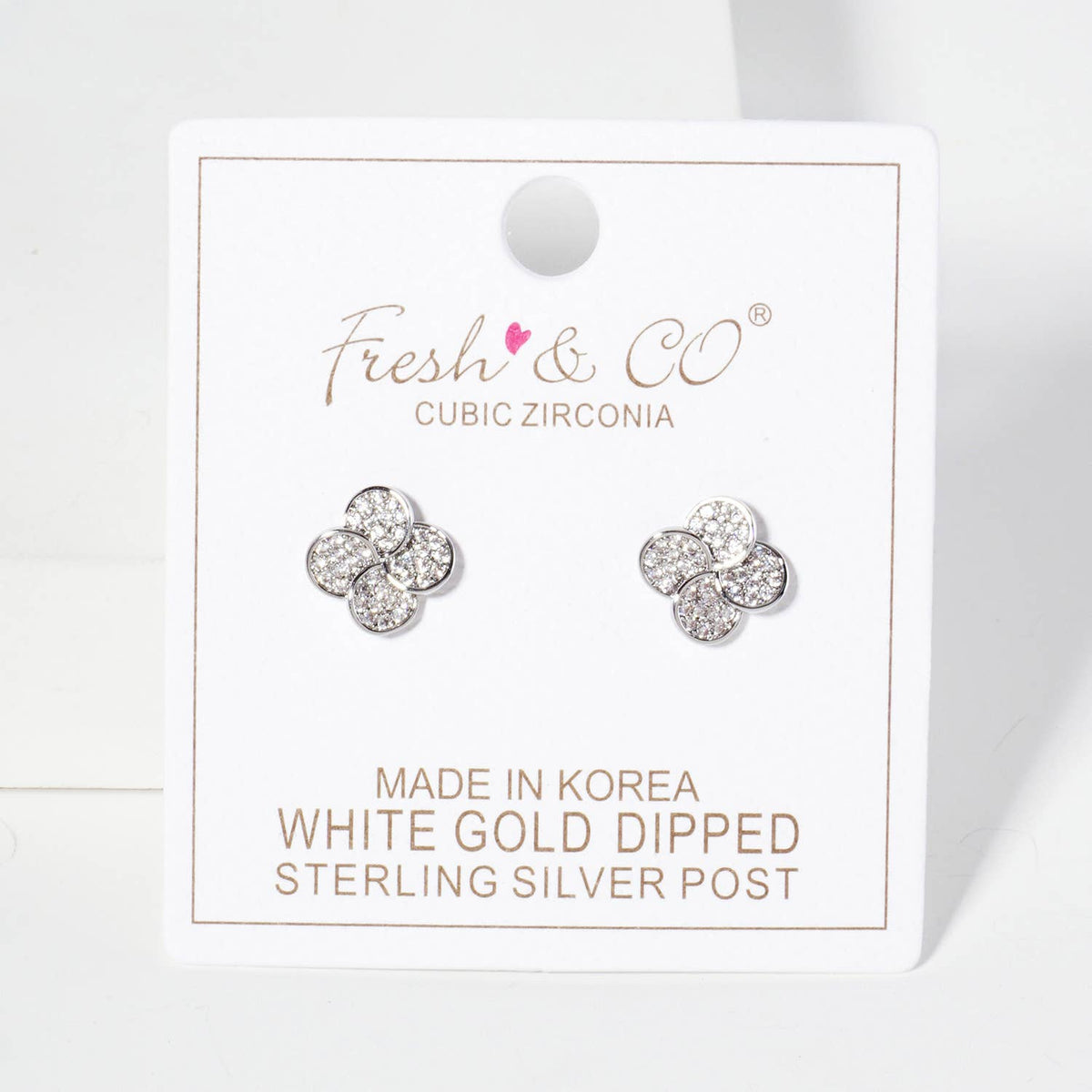 Pave-Set 10mm Quatrefoil 18K-Gold-Dipped Stud Earrings