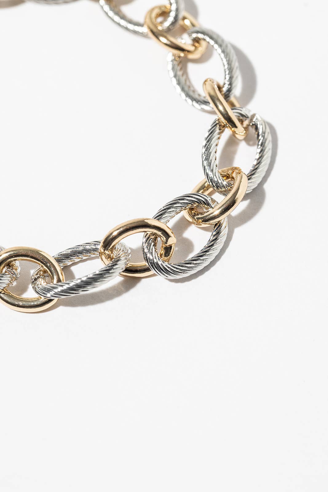 Two-Tone Twisted Link Chain Bracelet