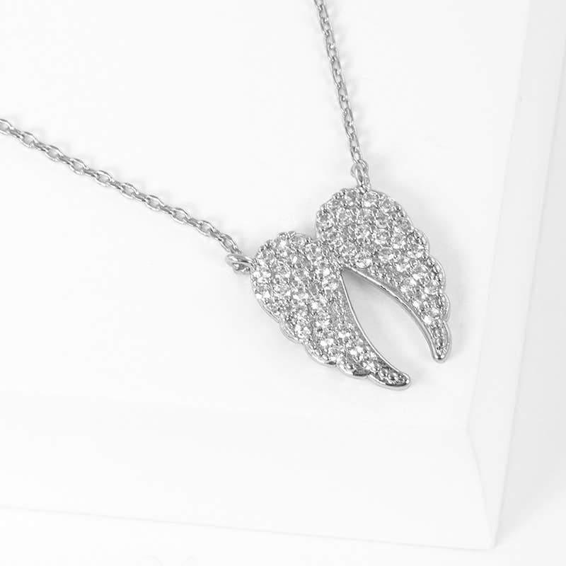 Dazzling Pavé Angel Wings Pendant Necklace