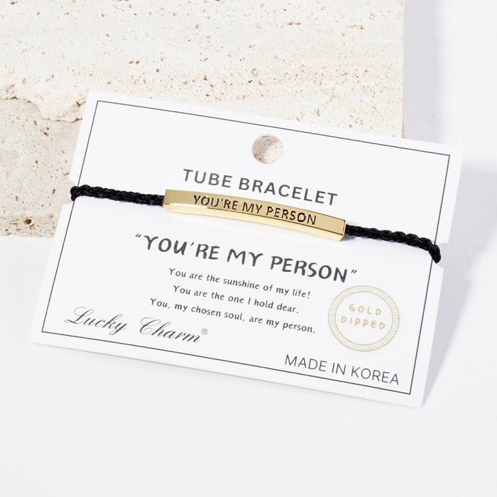 Inspirational Messages "You're my Person" Tube Bar Bracelet